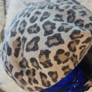 Wool Leopard Print Beret